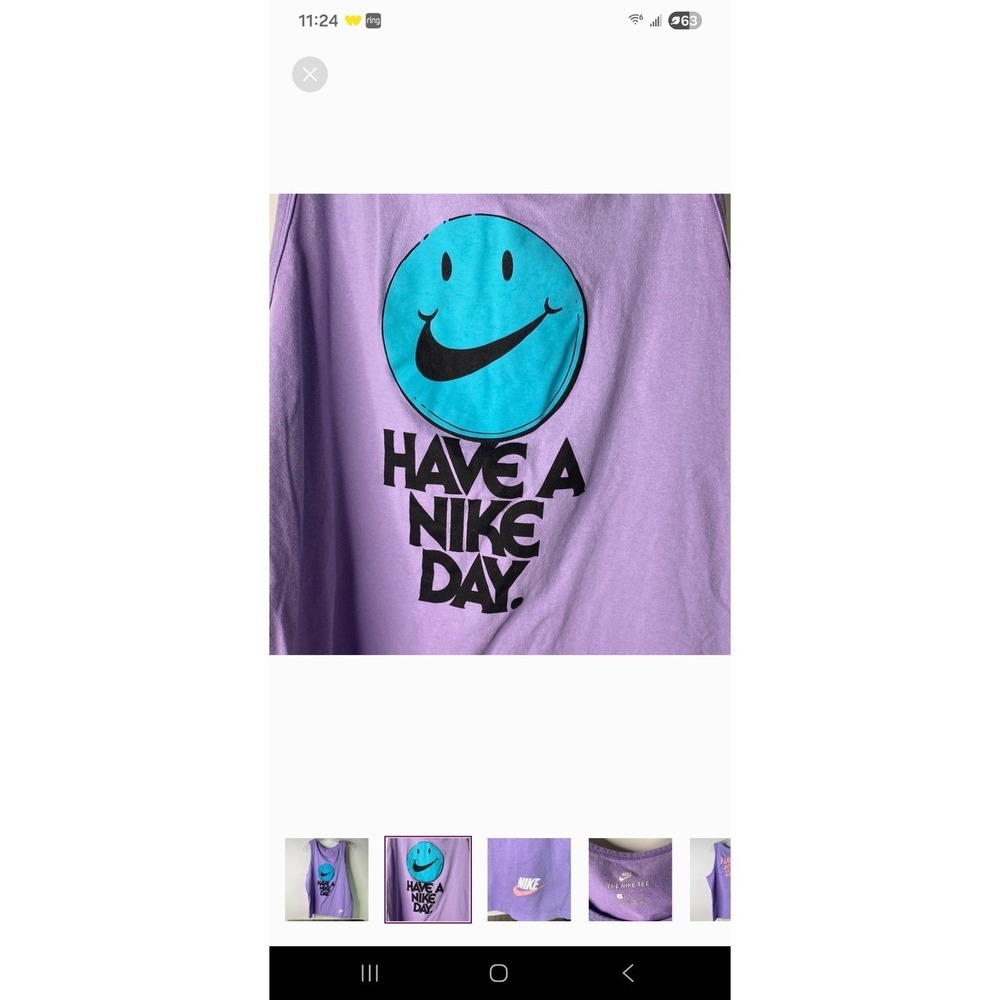 Nike Lavender Tank Top with Blue Smiley Womens Size Large - Picture 2 of 10